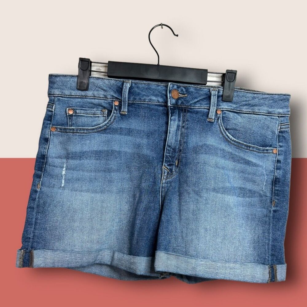 👖 LEVEL 99 ANTHRO MEGAN DENIM SHORTS JORTS ROLL HEM 4" SIZE 32 - Picture 2 of 9
